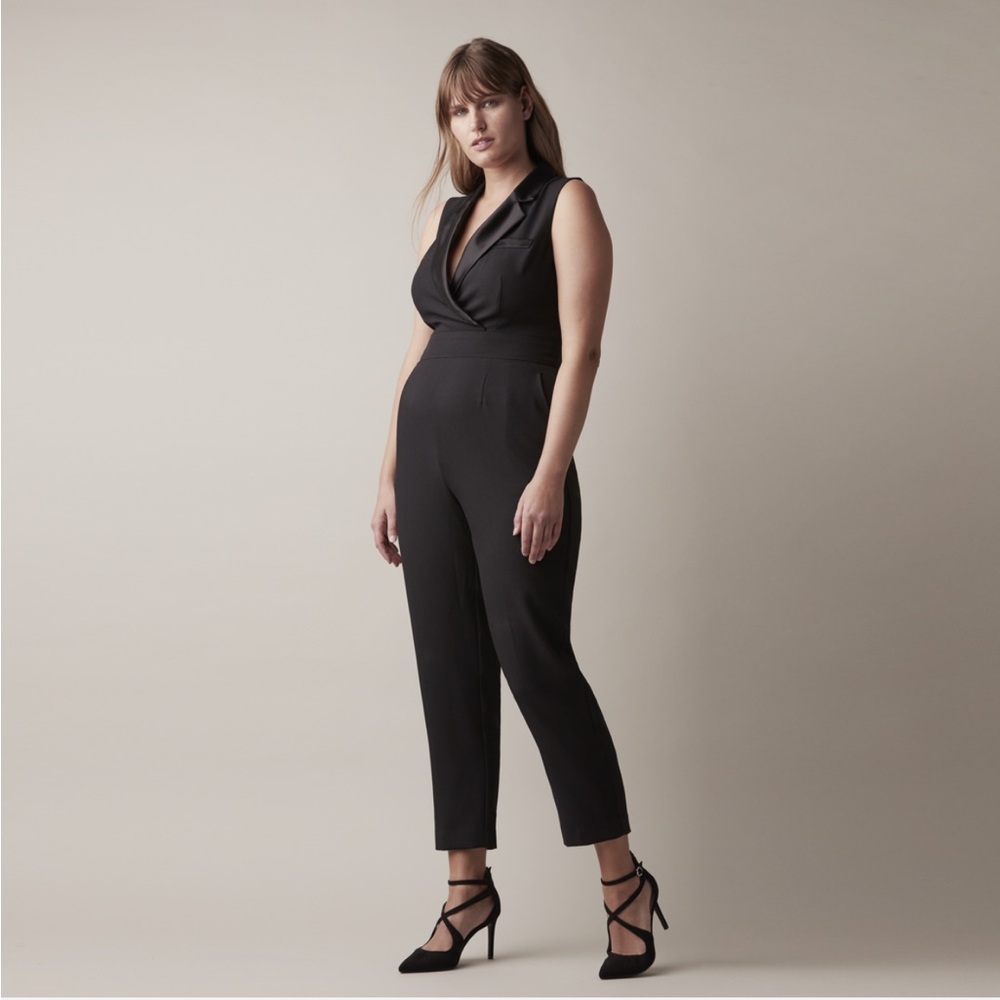 Sz 12 JASON WU Tuxedo Sleeveless Jumpsuit in Black